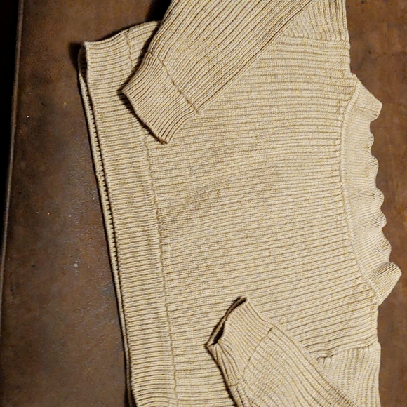 Tan Donna Karan  rib knit cropped  sweateDojnsr - Picture 1 of 5